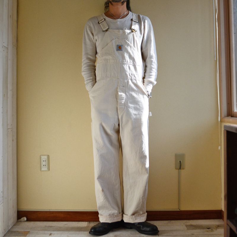 新着!!〝90s Carhartt OFF-WHITE COTTON OVERALLS /MADE IN USA〟販売