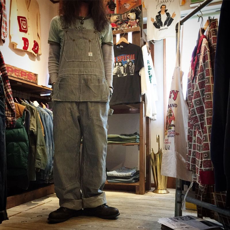 1960s〜【DUCK HEAD】エプロン付きダブルニーヒッコリーオーバーオール