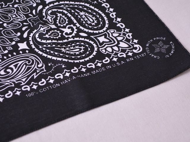 1980s バンダナ ブラック MADE IN USA - 古着屋HamburgCafe