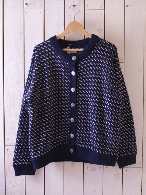 1980s L.L.Bean バーズアイウールニットカーディガン 表記ladies L