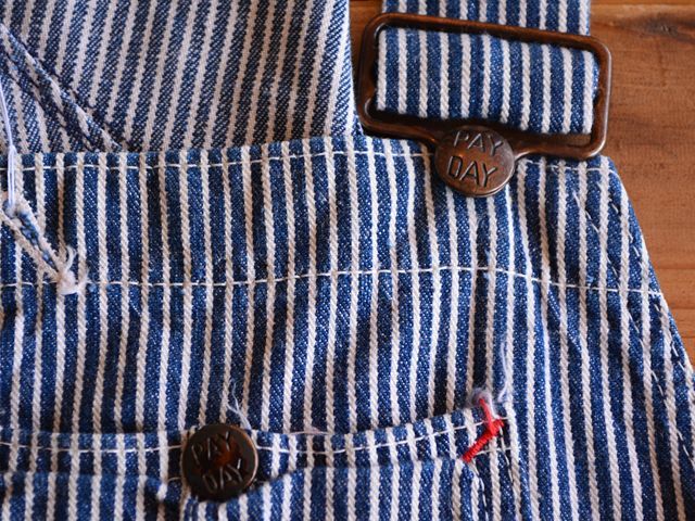 1950s PAY DAY ヒッコリーオーバーオール 実寸w37 - 古着屋HamburgCafe