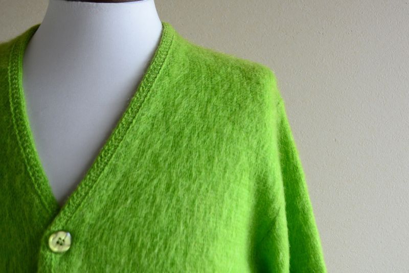 1960s-70s ARENA モヘアカーディガン ライムグリーン 表記M - 古着屋