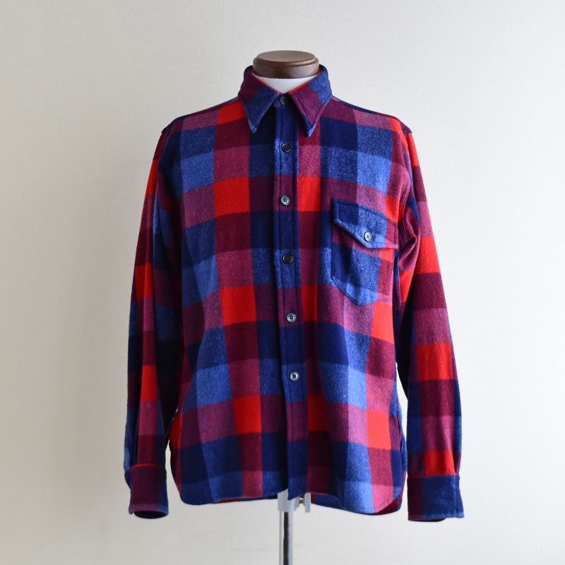 1940s McGREGOR マチ付きウールシャツ 表記M - 古着屋HamburgCafe