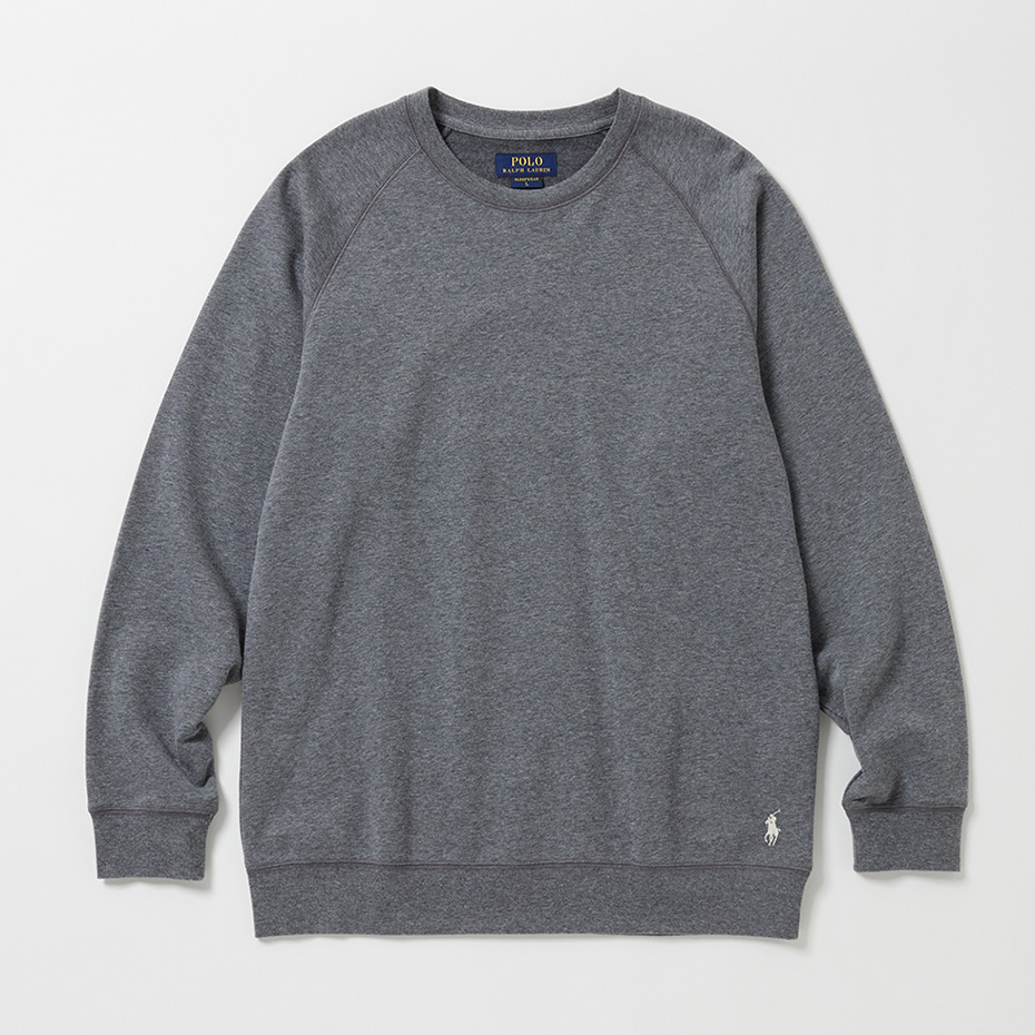 ブラッシュドフリース ロングスリーブ クルーネック ヘザーチャコール