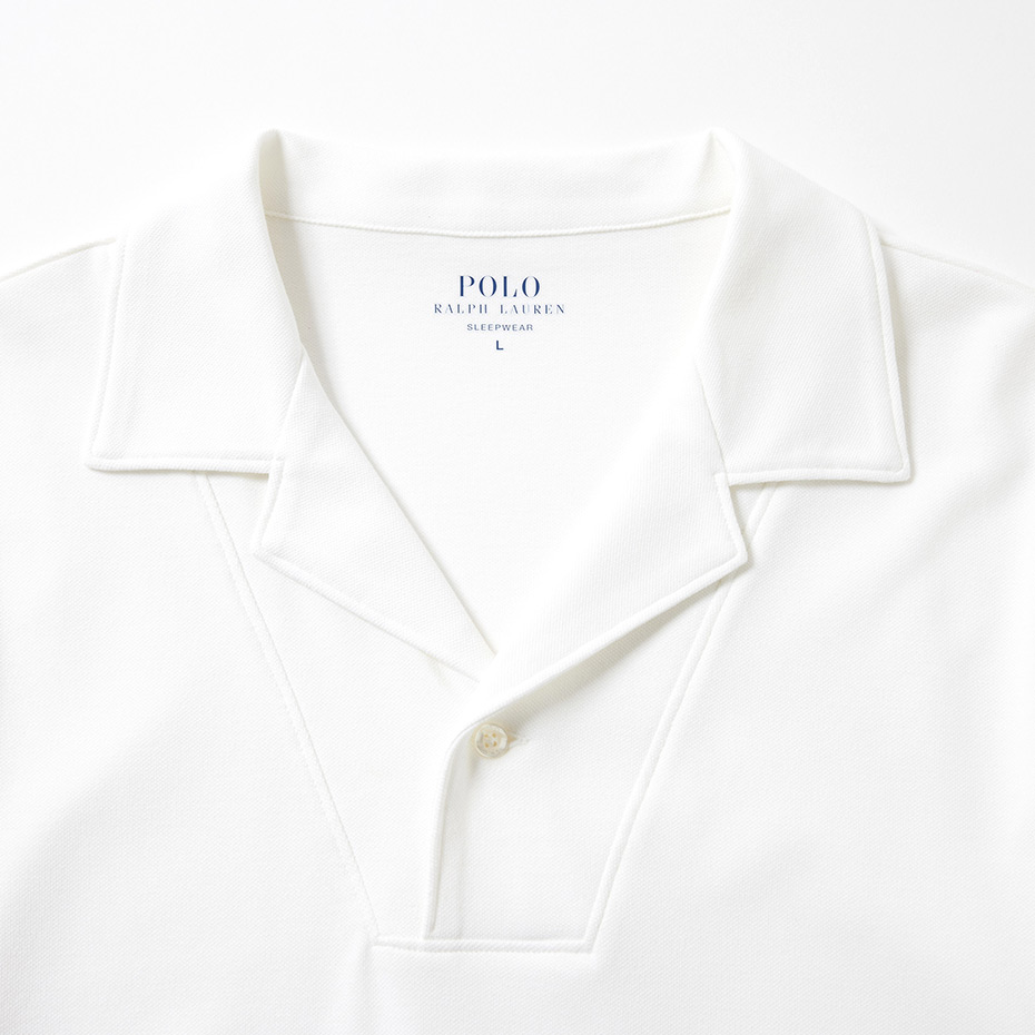 ニットピケショートスリーブノッチカラーシャツ ホワイト | ポロ