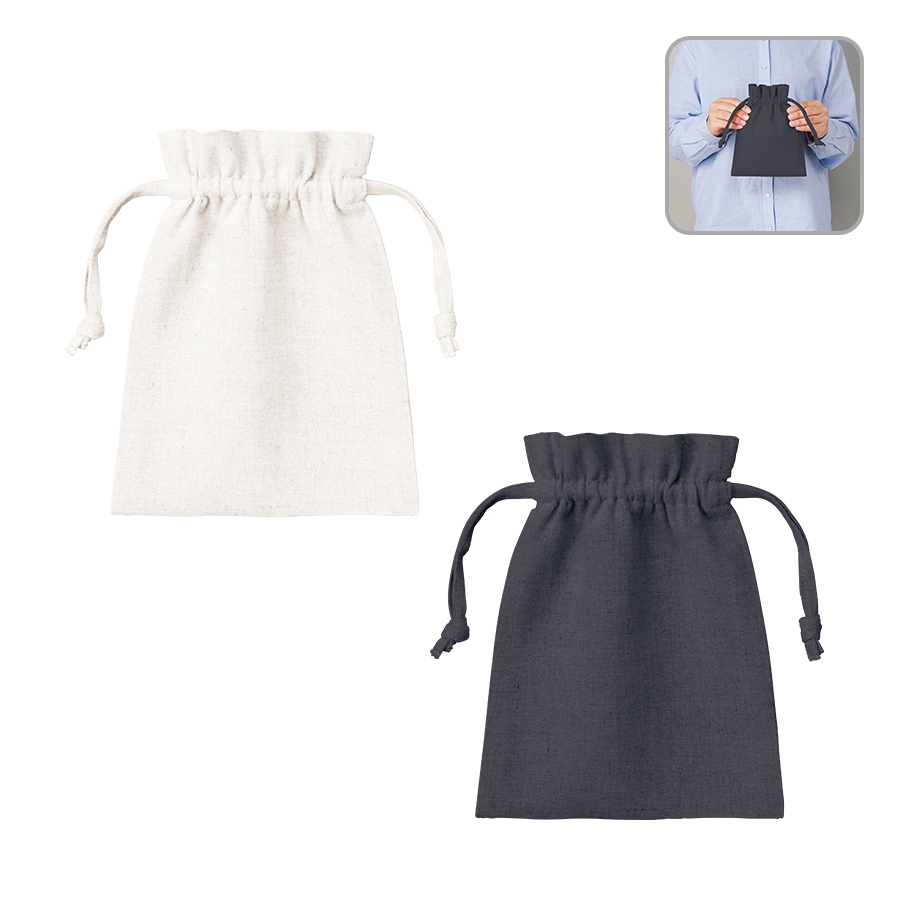 オリジナル コットンリネン巾着(S)【最安値209円】｜ノベルティ・記念