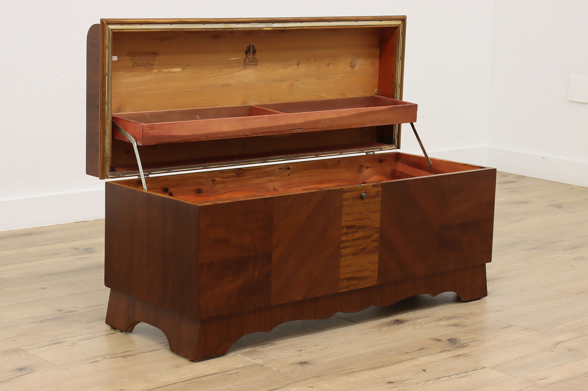 Art Deco Vintage Waterfall Cedar Blanket Chest or Trunk Lane