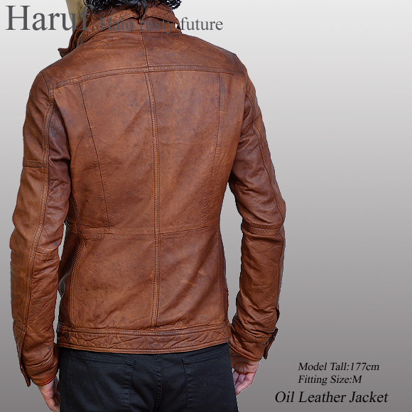 オイルレザー 革ジャン レザージャケット シングル ライダース