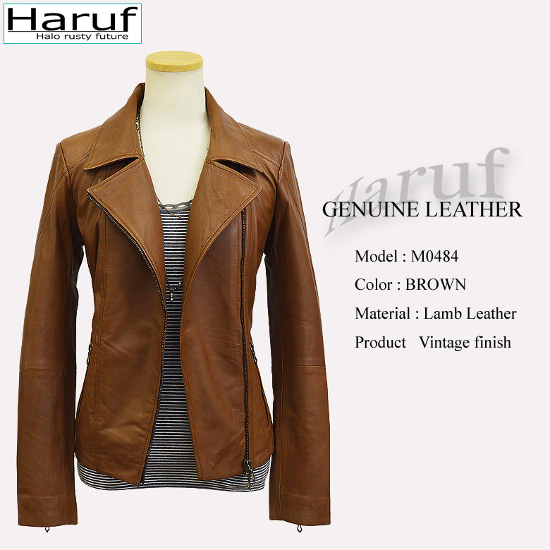 Haruf】ハルフブランドの本革ラムレザーダブルライダースジャケット