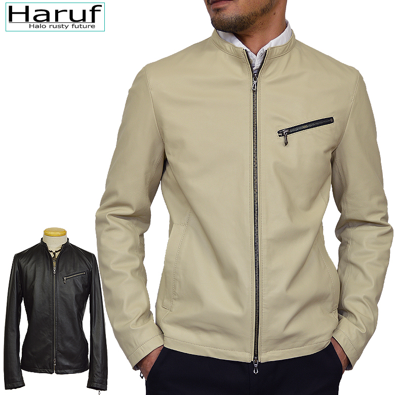 Haruf 本革 レザージャケット ライダースジャケット メンズ 革ジャン