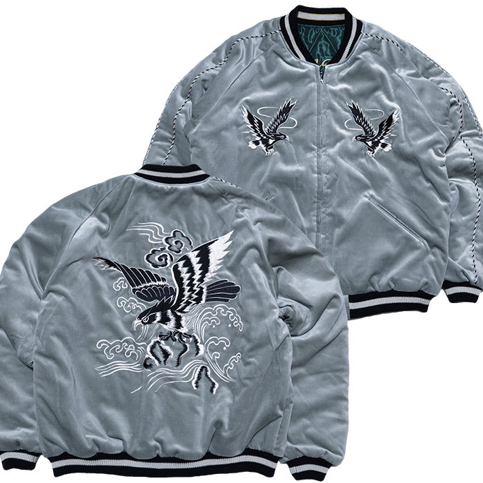 テーラー東洋 スカジャン BLACK EAGLE×JAPAN MAP 別珍 TAILOR TOYO 鷲