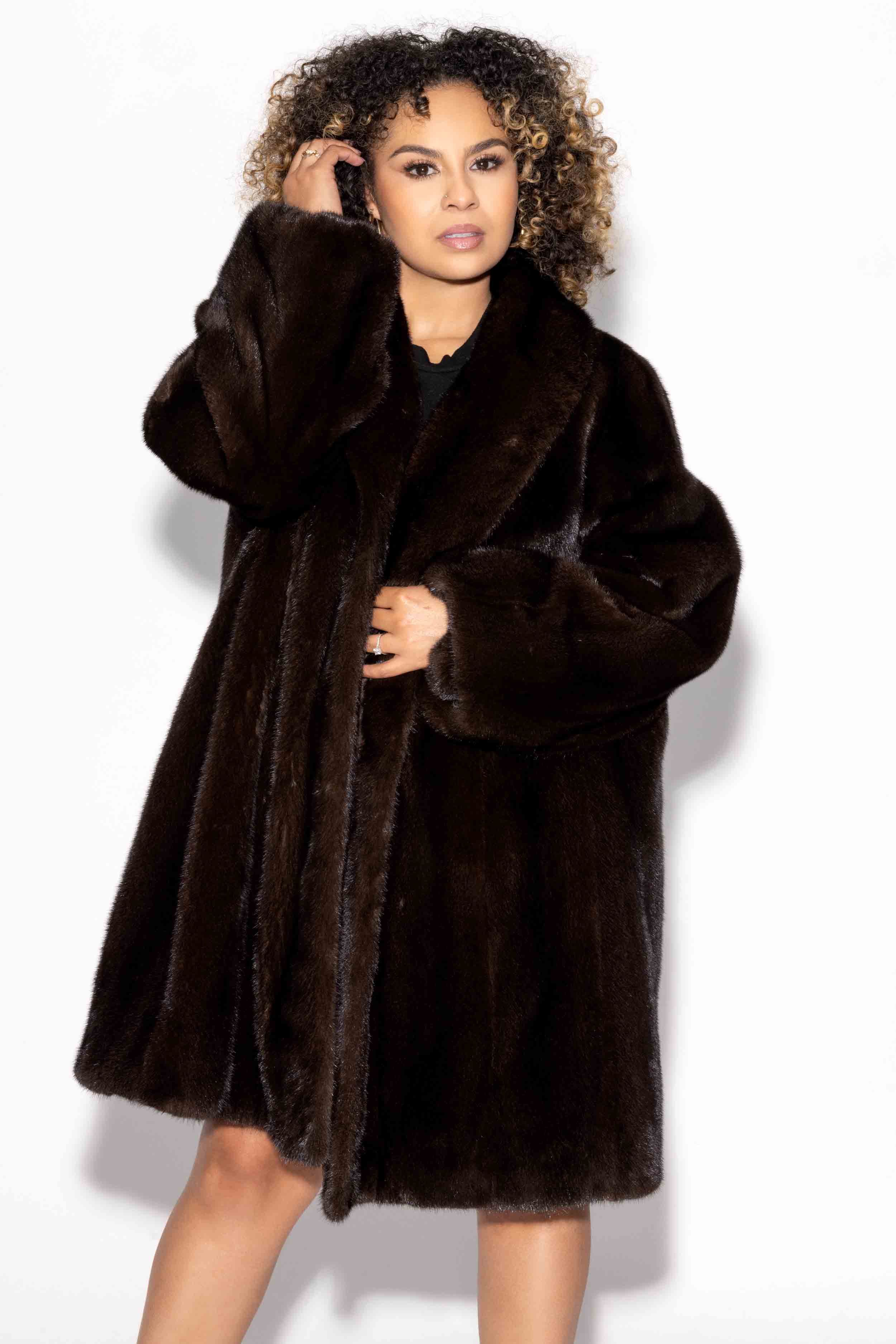 Mink Fur Swing Stroller with Shawl Collar & Bracelet Cuffs – Henig