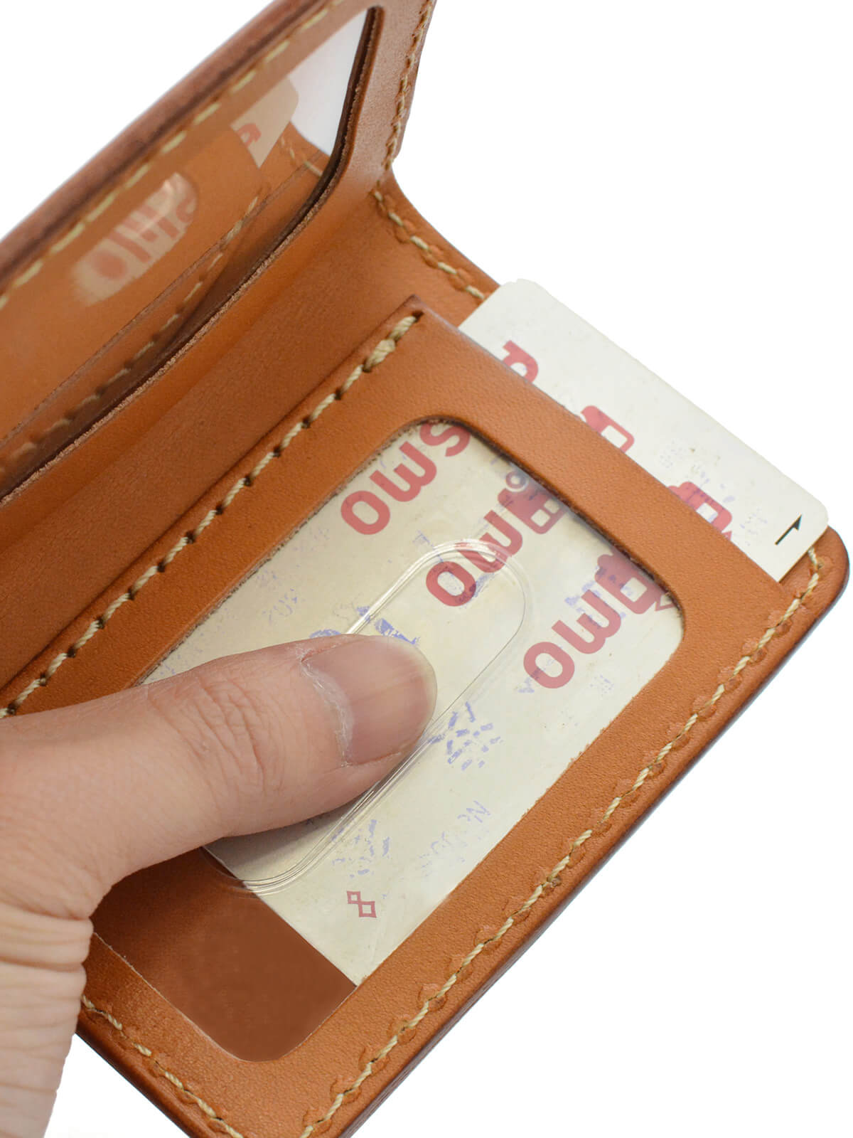 縦横2面収納で使いやすい特二つ折りの本革ダブルパスケース / 革鞄の