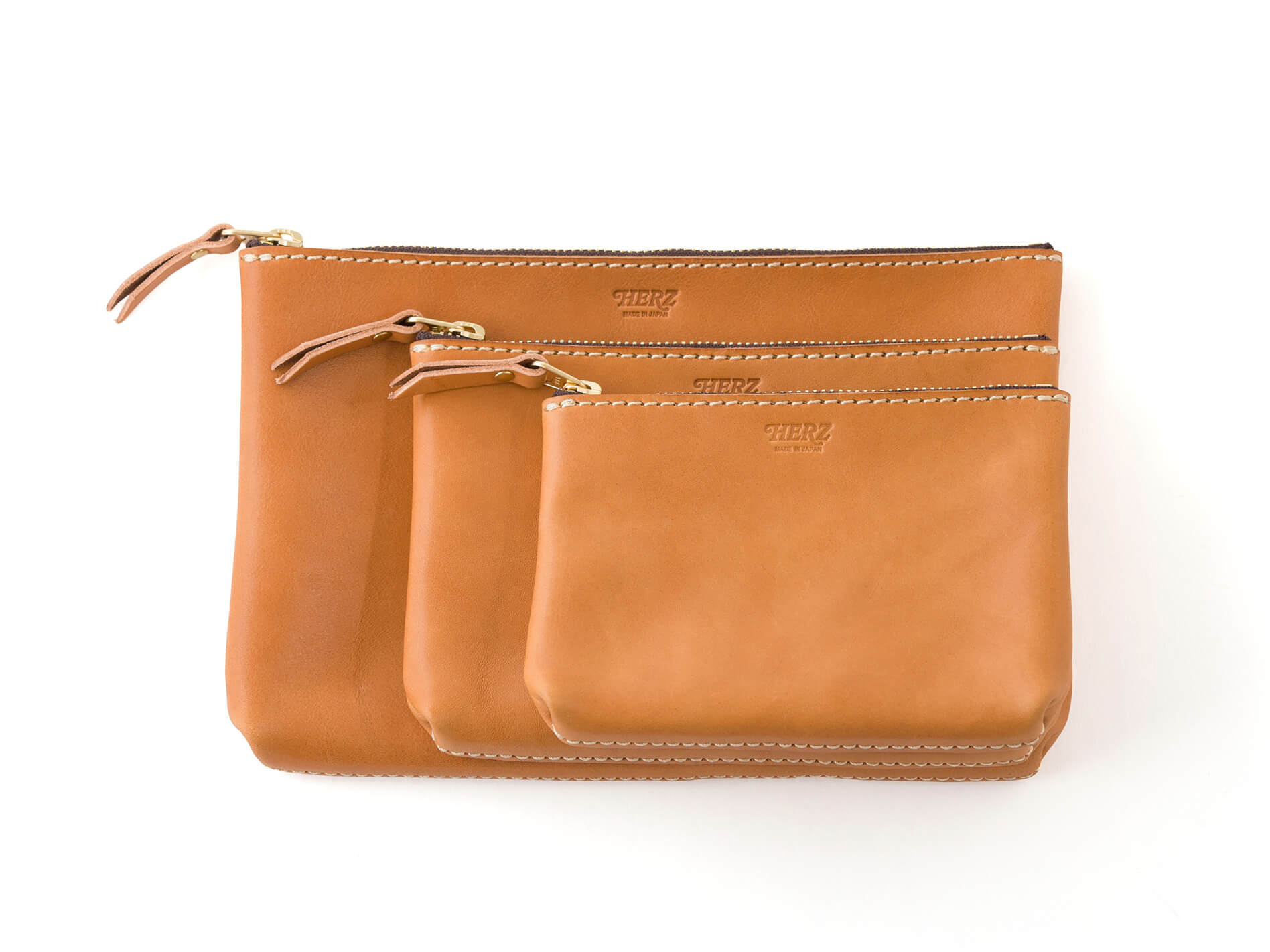 長方形のシンプルな本革ポーチ / 革鞄のHERZ(ヘルツ)公式通販