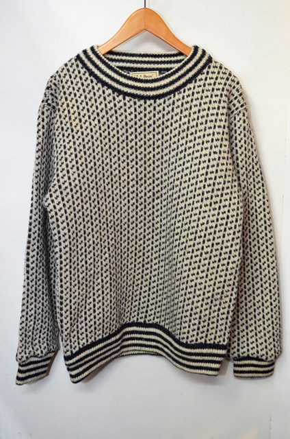 80's L.L.BEAN バーズアイ柄 ウールニット - used&vintage box Hi-smile