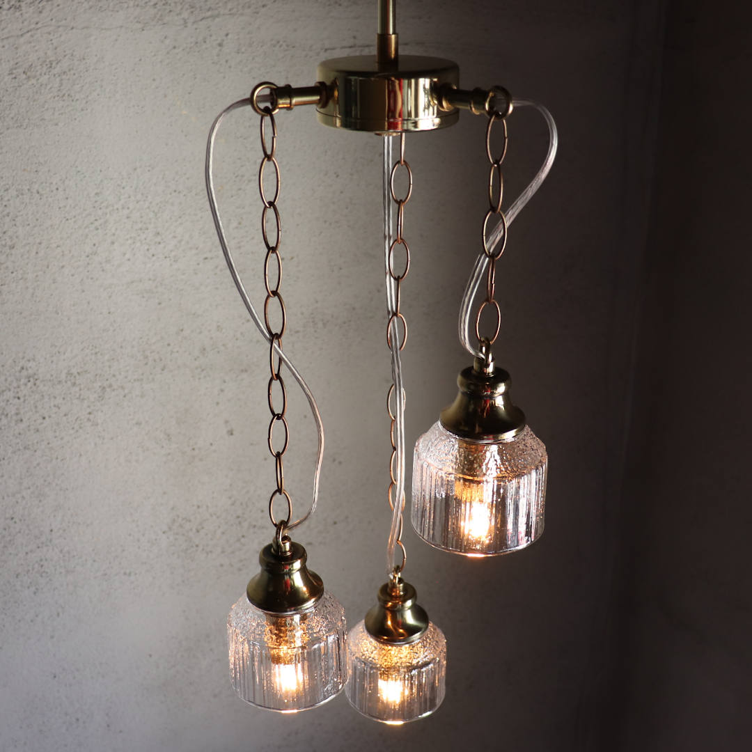 3灯ガラスペンダントライト天井照明B｜ミニガラスシェードスワッグ