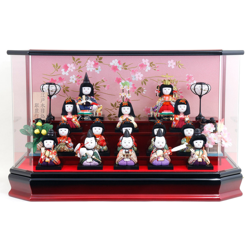 雛人形 木目込十五人ケース飾りセット【P88402】 かわいらしい十五人の