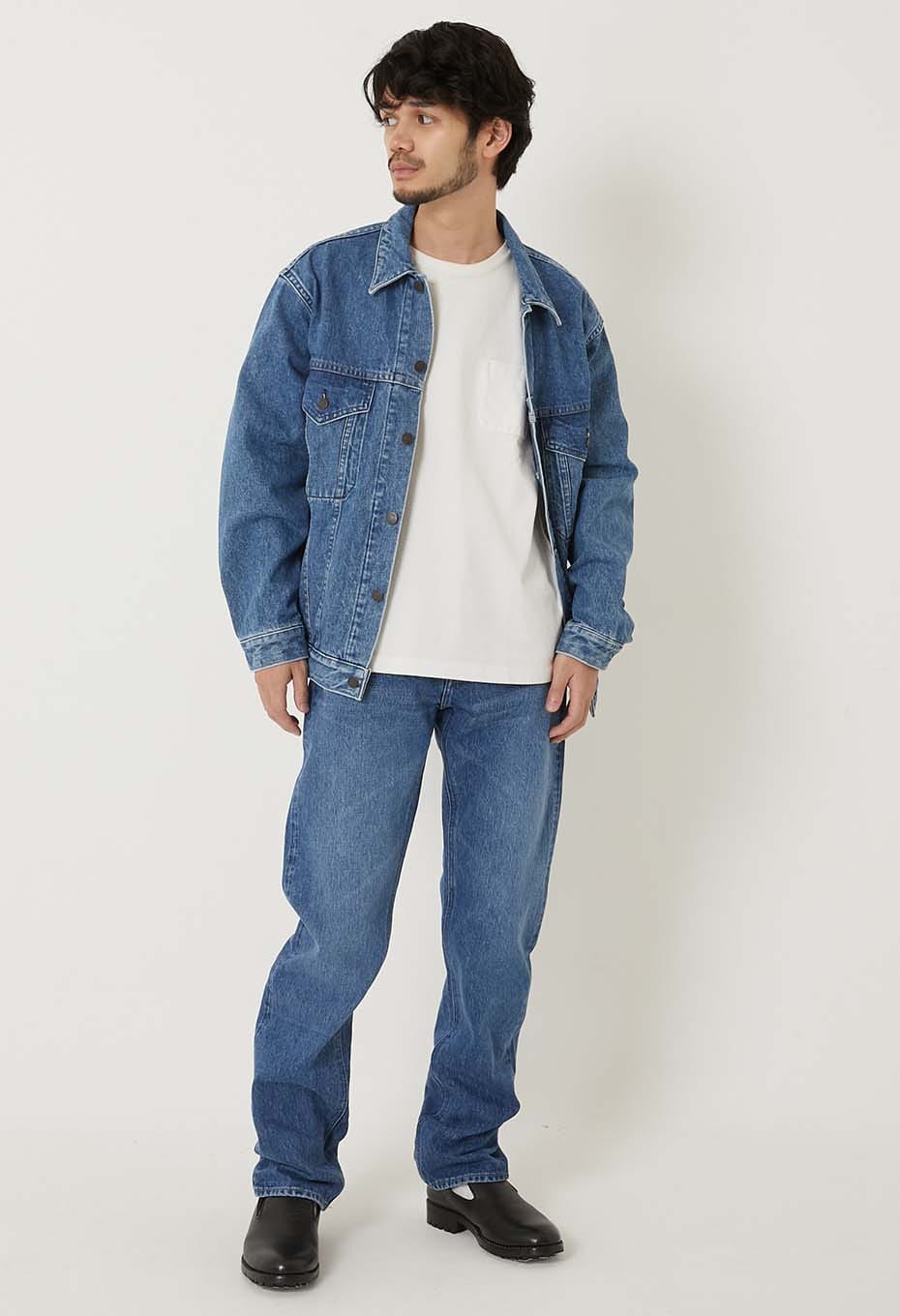 PP01 セルビッチデニム フェード スリムストレートジーンズ | BLUE