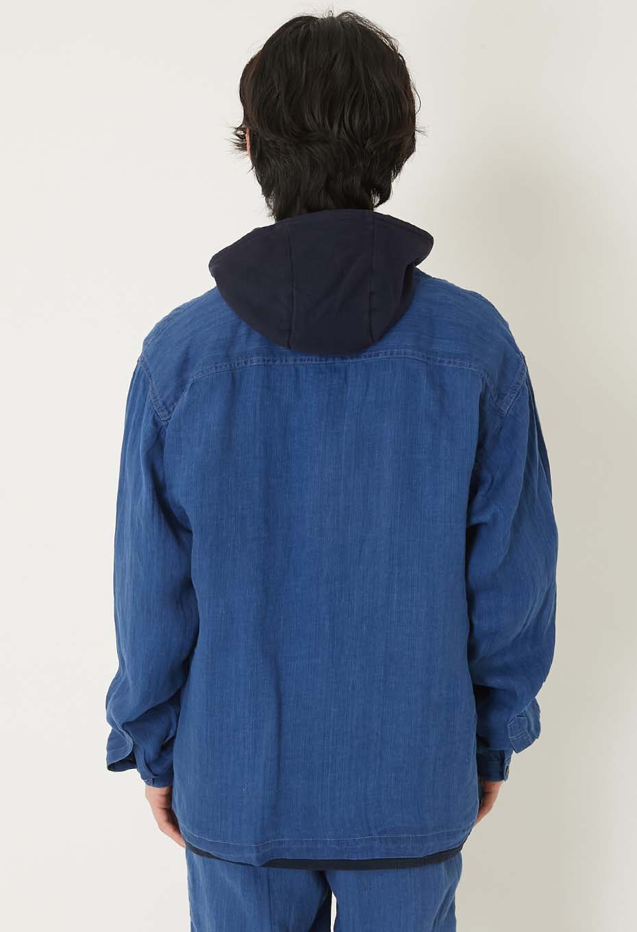 インディゴリネン ハイカウントツイル シャツカーディガン | BLUE BLUE