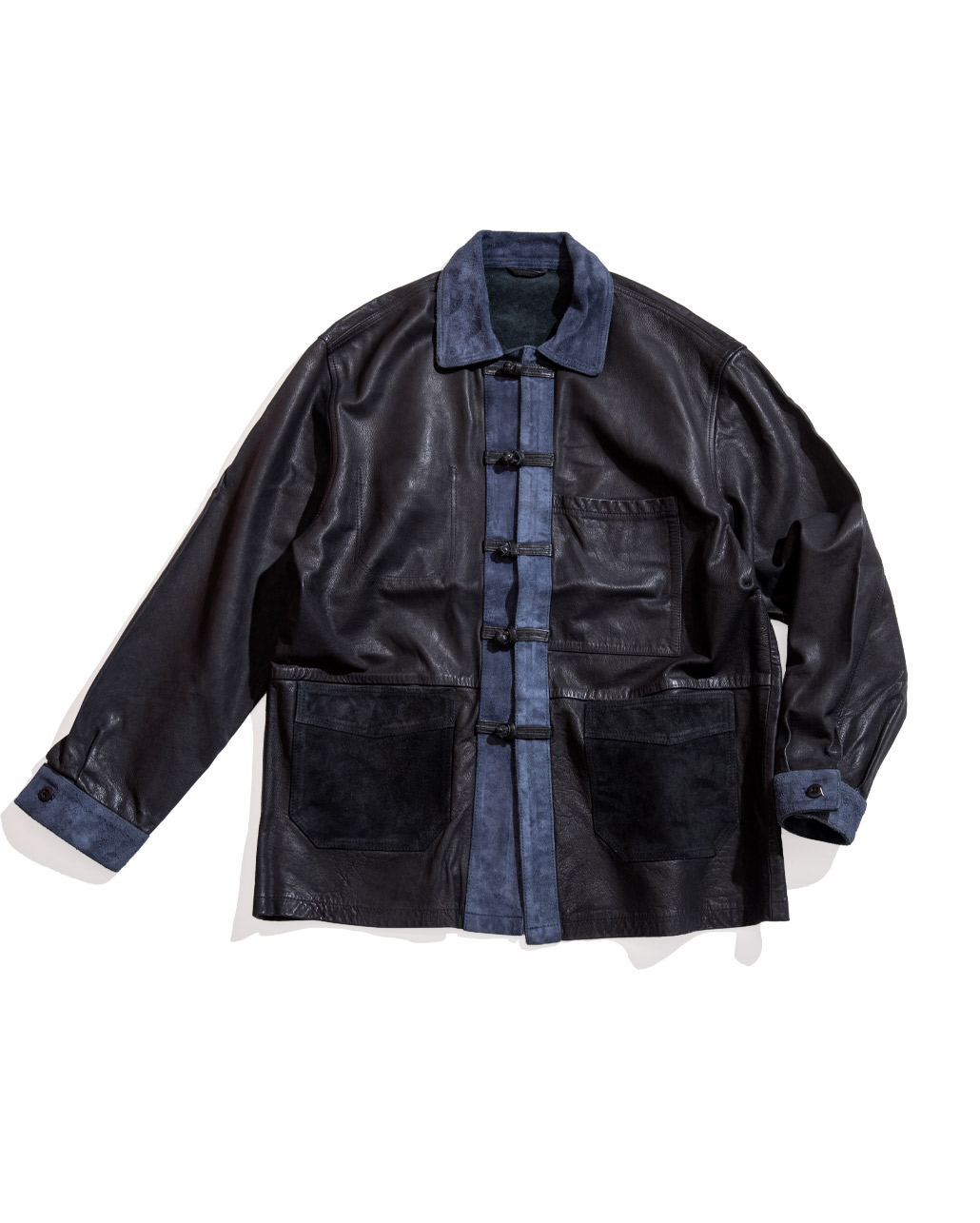 INDIGO SWITCH LEATHER CHINA JACKET | BLUE BLUE | ブルーブルー