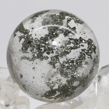 高品質++]パイライトインクォーツブレスレット/黄鉄鉱（約13.5mm玉