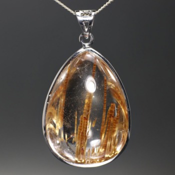 高品質]タイチンルチルクォーツペンダントトップ（シルバー925・全長約