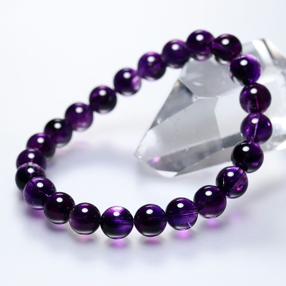 高品質]マダガスカル産アメジストエレスチャルブレスレット（約8mm玉