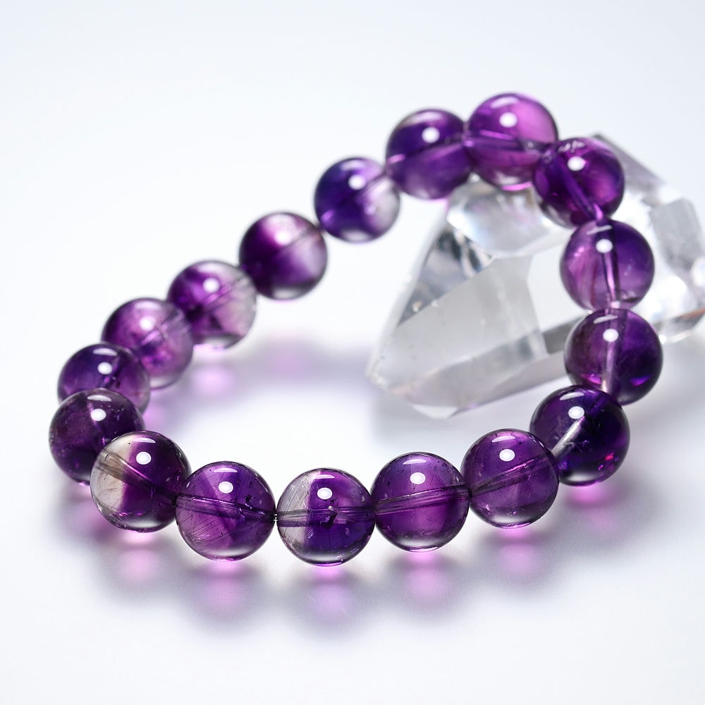 高品質]マダガスカル産アメジストエレスチャルブレスレット（約12.5mm