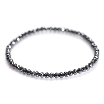 トップクォリティ]ブラックダイヤモンドブレスレット（約3.6-3.9mm玉