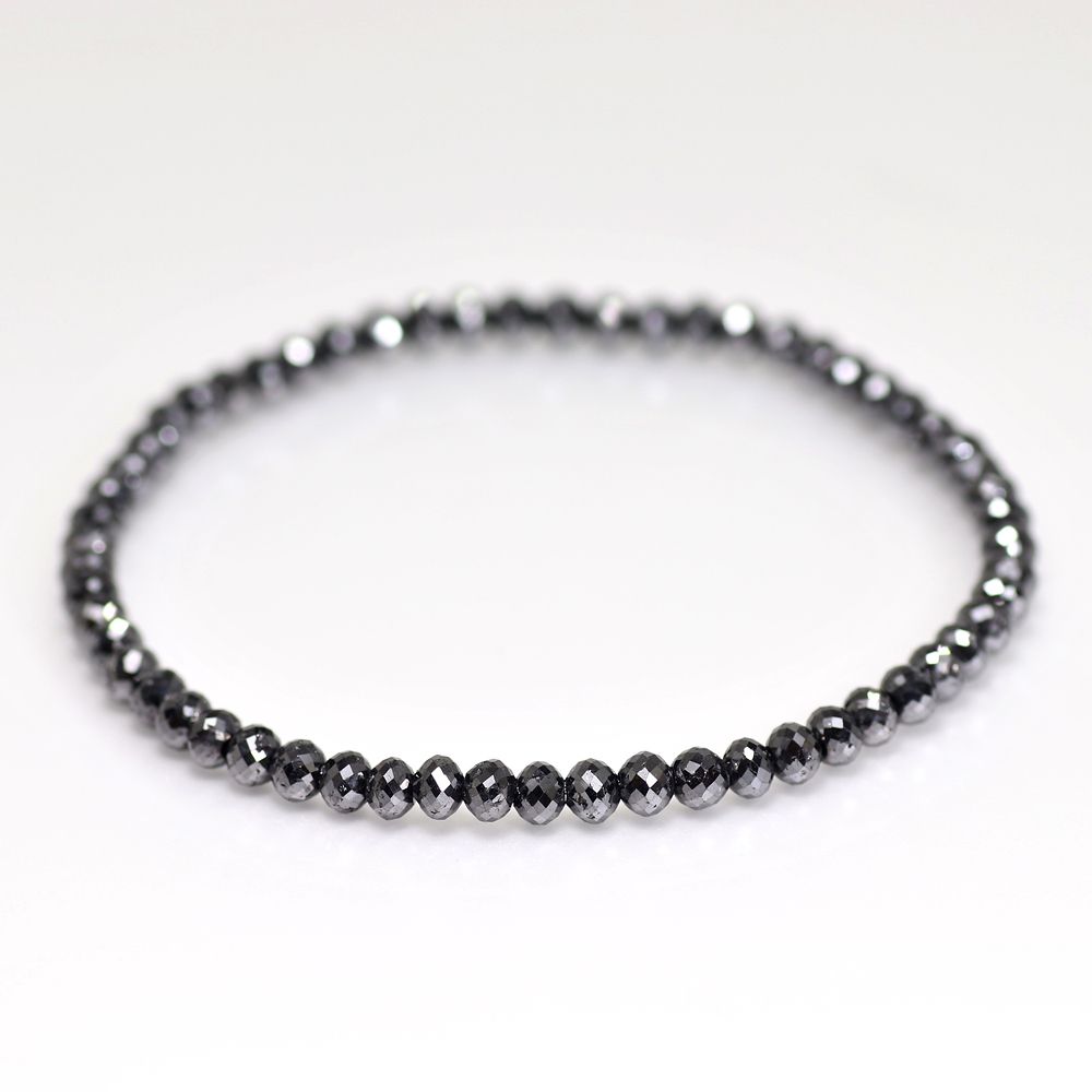 トップクォリティ]ブラックダイヤモンドブレスレット（約3.7-3.9mm玉