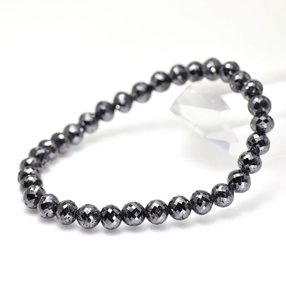 高品質]ブラックダイヤモンドブレスレット（約7-7.5mm玉/98.5ct
