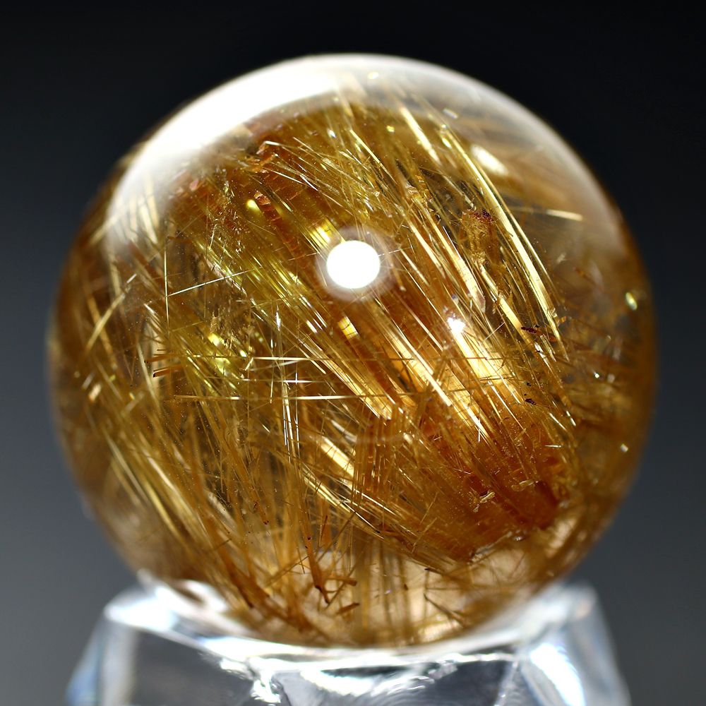 高品質]ブラジル産ゴールドルチルクォーツ丸玉/スフィア（直径29.5mm
