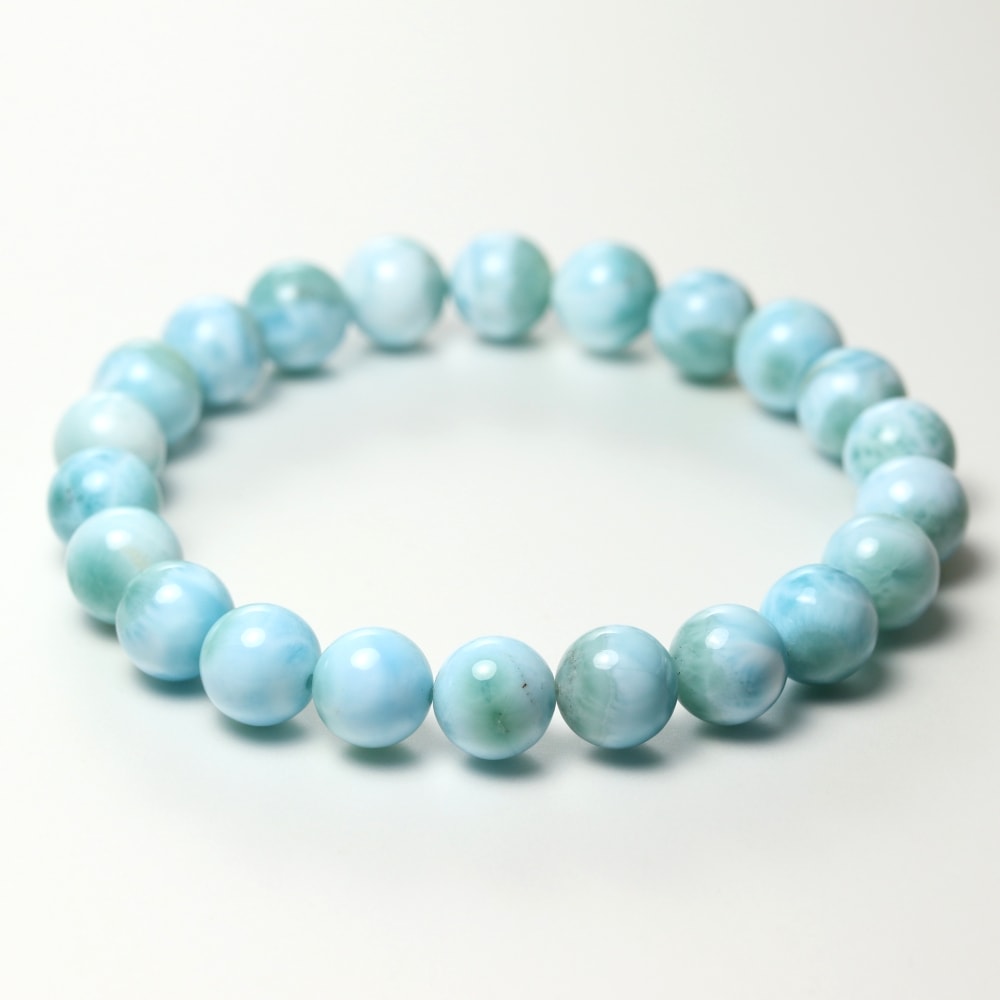 高品質]グリーンブルーラリマーブレスレット（約8.5mm玉） - 埼玉県