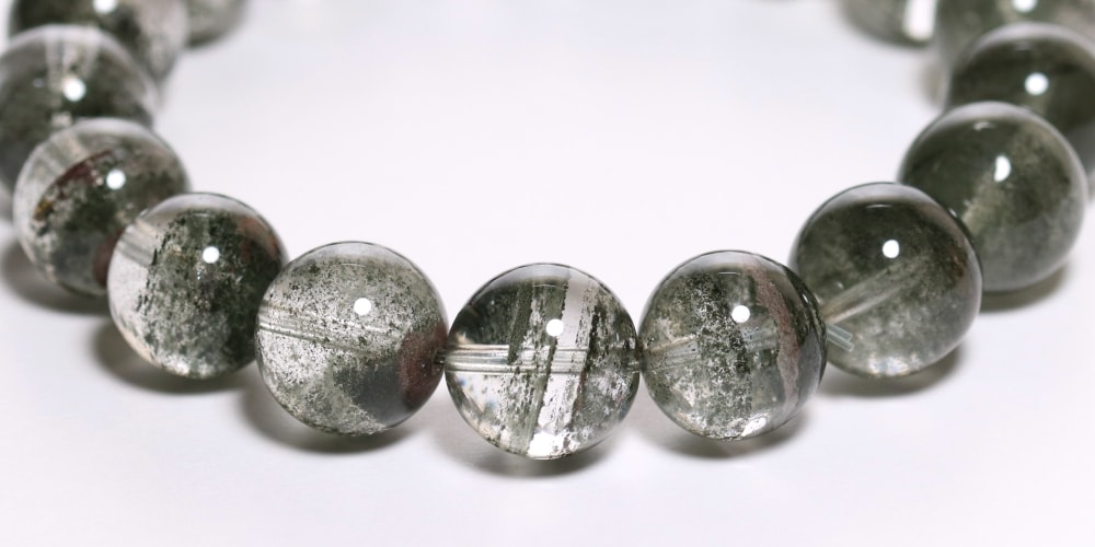 高品質]層状グリーンガーデンクォーツブレスレット/千層ガーデン水晶