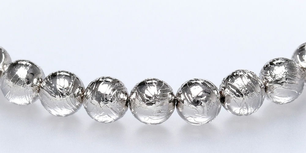 ナミビア共和国産]ギベオン隕石ブレスレット（約6mm玉/シルバーカラー