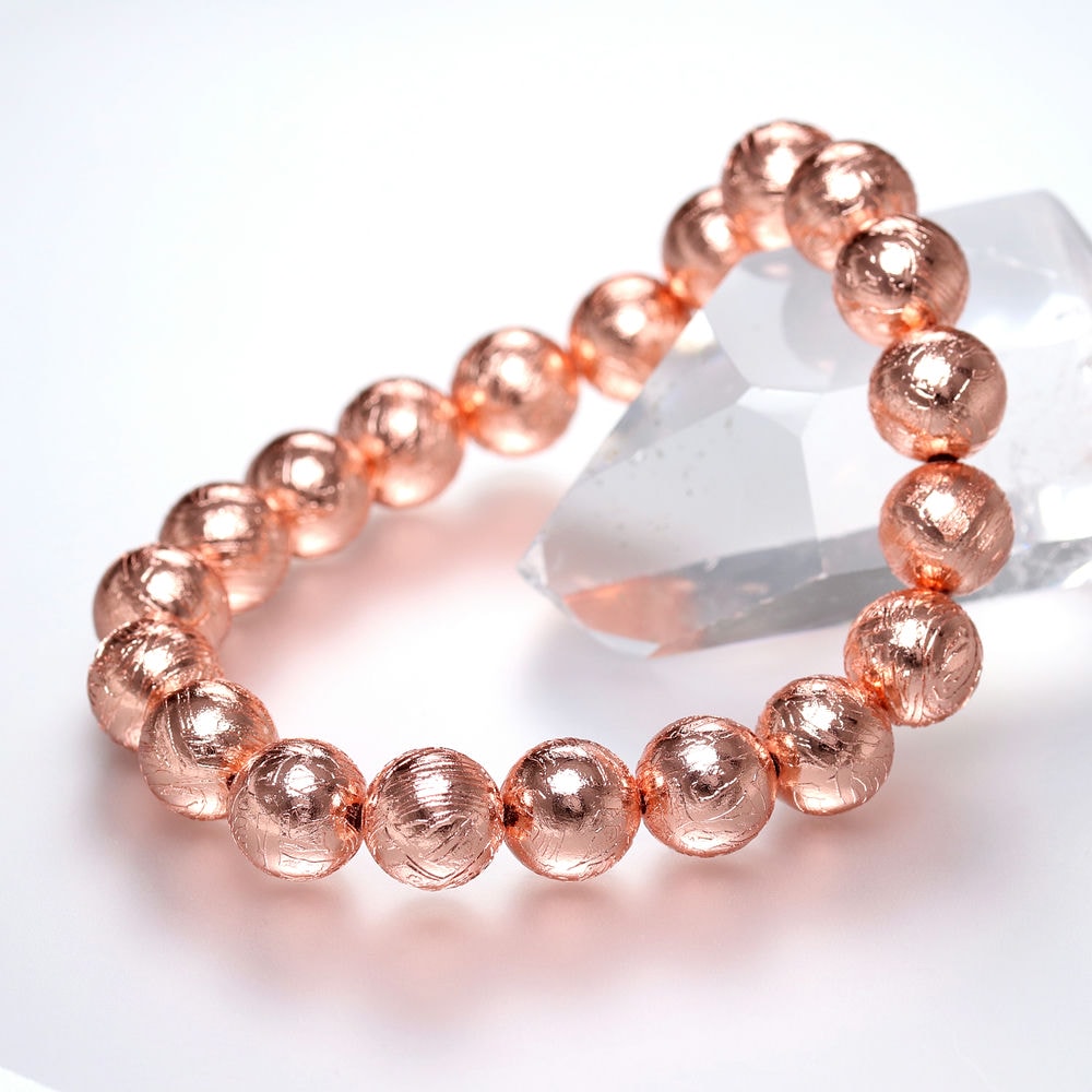 ナミビア共和国産]ギベオン隕石ブレスレット（約10mm玉/ピンクゴールド