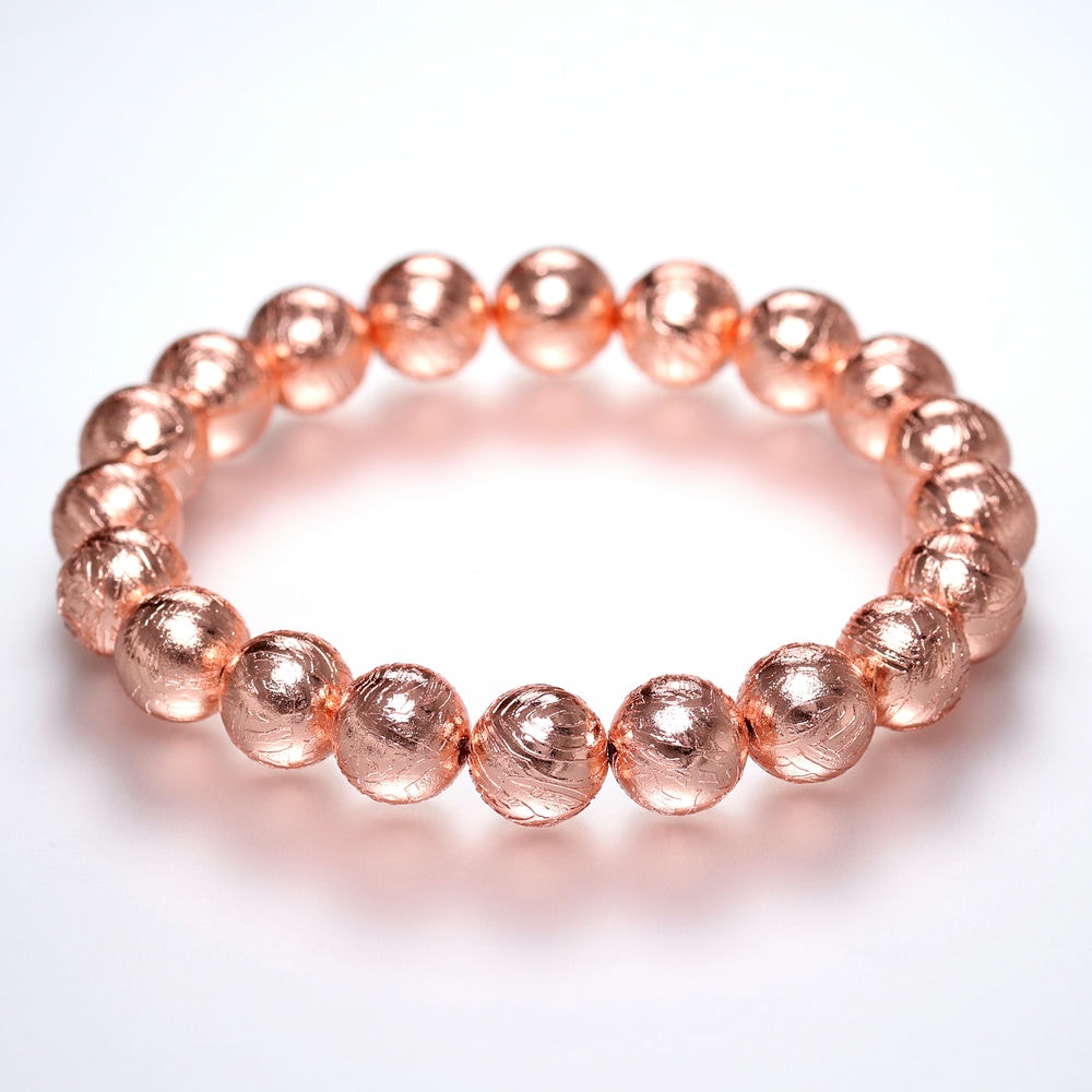 ナミビア共和国産]ギベオン隕石ブレスレット（約10mm玉/ピンクゴールド