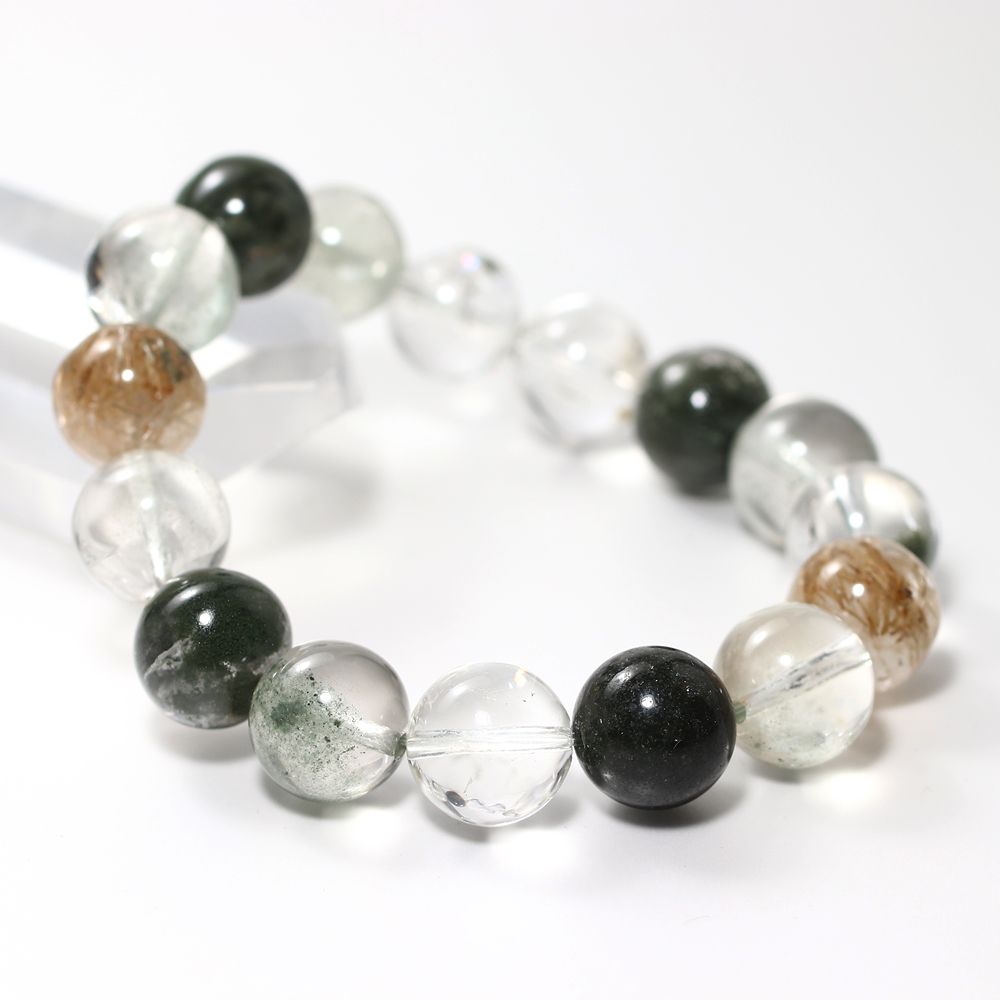 特選]ガネッシュヒマール産ヒマラヤ水晶ブレスレット（約13.5mm玉