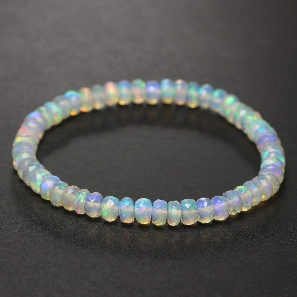 トップクォリティ]エチオピアオパールボタンカットブレスレット（約6mm