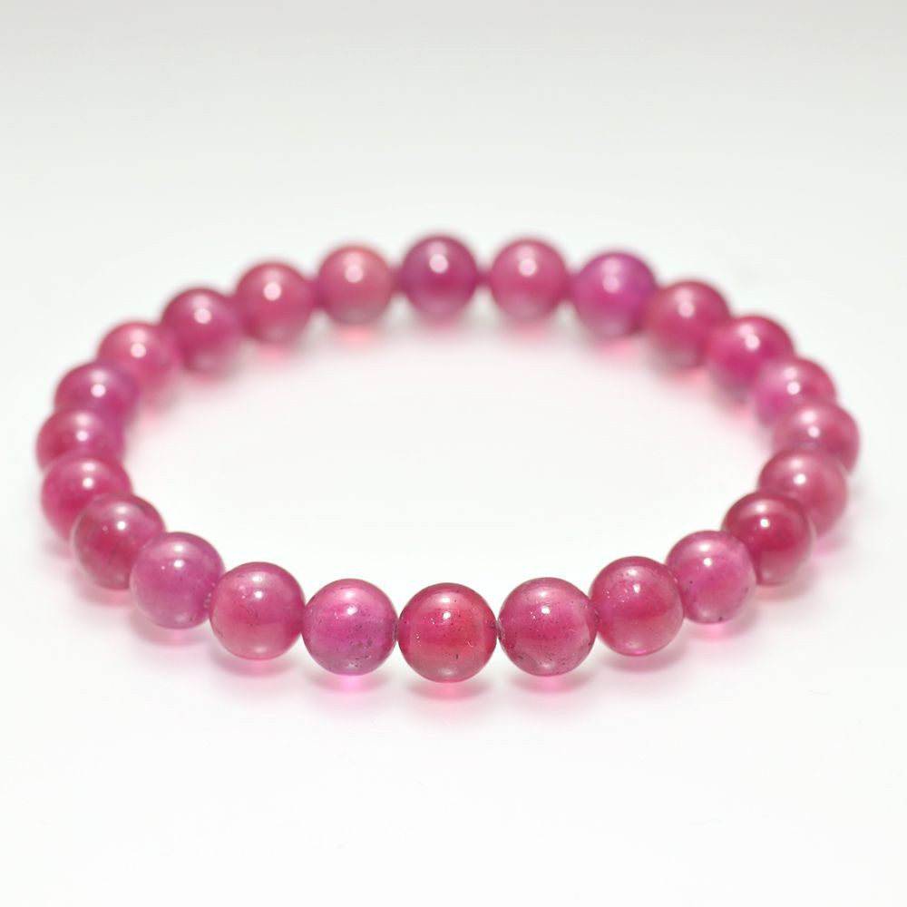 特別価格/インド産] 宝石質ピンクルビーブレスレット（約9mm玉