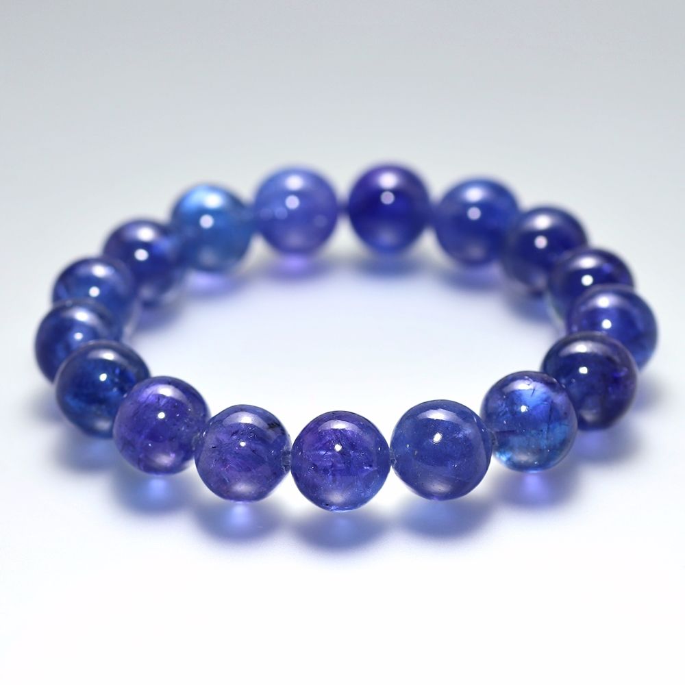 トップクォリティ]宝石質タンザナイトブレスレット（約12mm玉） - 埼玉