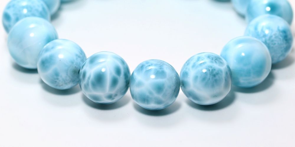 高品質++]ラリマーブレスレット（約14mm玉）☆現品動画あり - 埼玉県