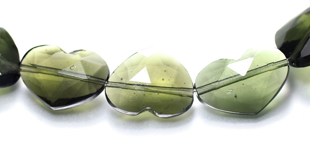 高品質++]天然モルダバイトブレスレット/ハートカットビーズ（約10.7