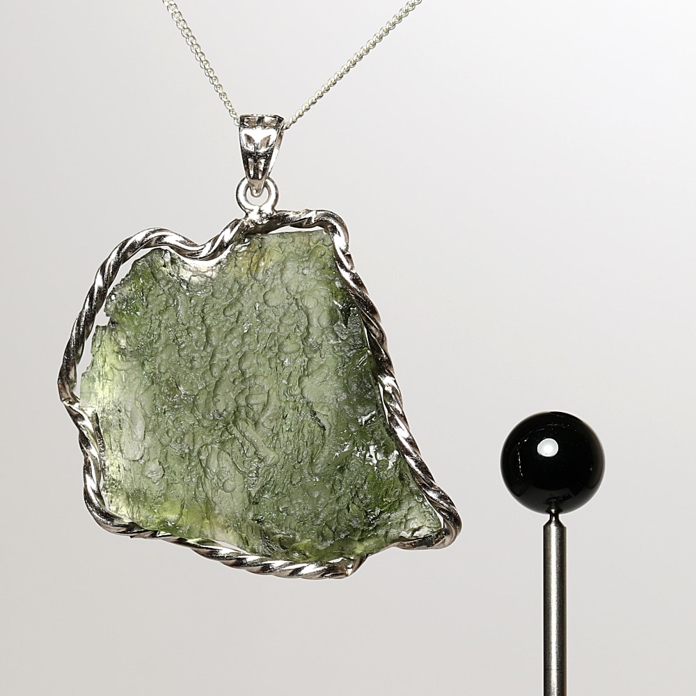 高品質]天然モルダバイト原石ペンダントトップ（シルバー925） - 埼玉