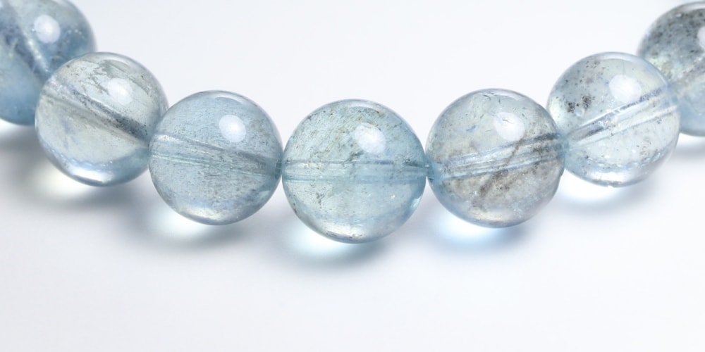 高品質++]モスアクアマリンブレスレット（約10.5mm玉・ブルー系