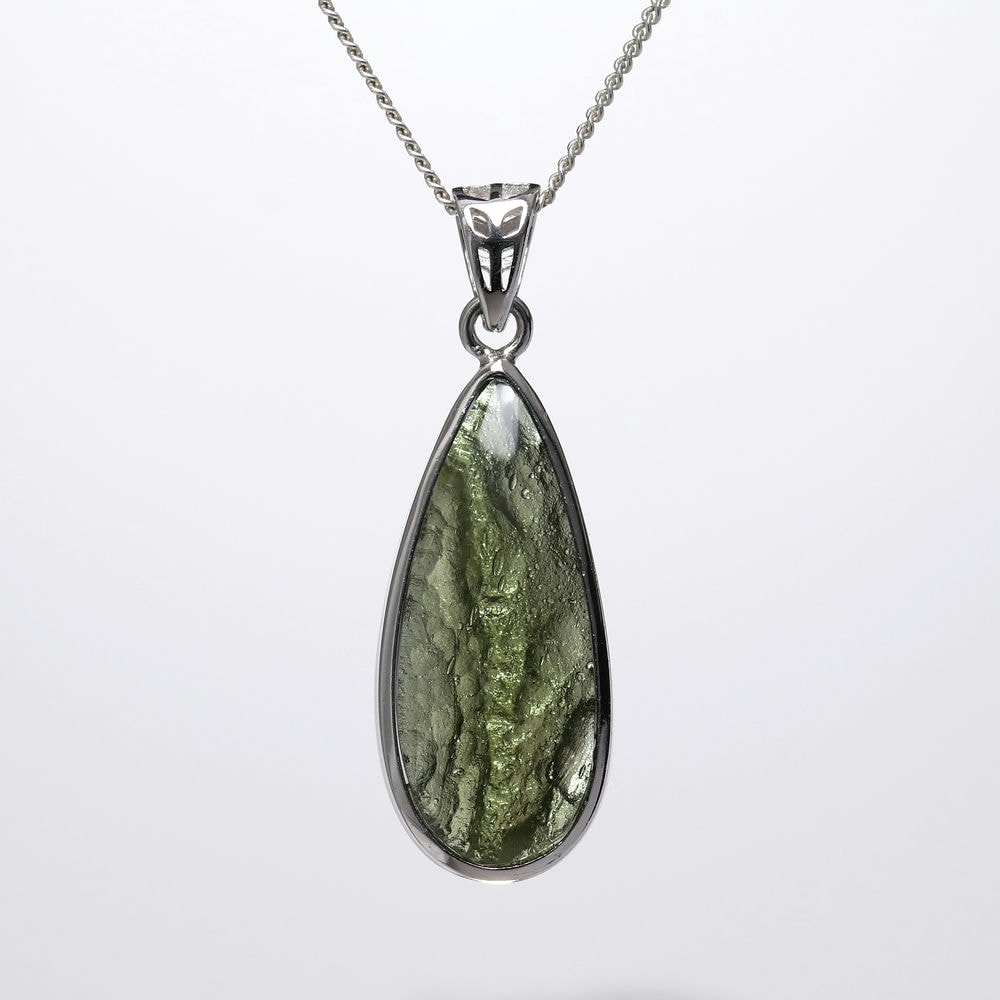 トップクォリティ]天然モルダバイトペンダントトップ（シルバー925