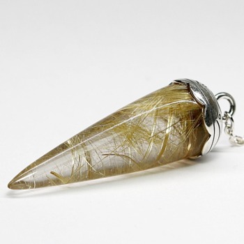 ゴールドルチルクォーツペンダントトップ（シルバー925・オーバル