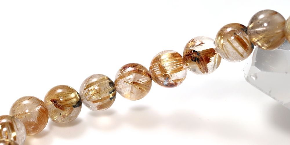 特別価格/3A+]太陽放射ルチルクォーツブレスレット（約8.5mm玉
