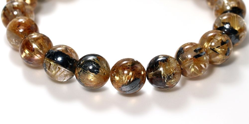 高品質++]太陽放射ルチルクォーツブレスレット（約9.5mm玉） - 埼玉県