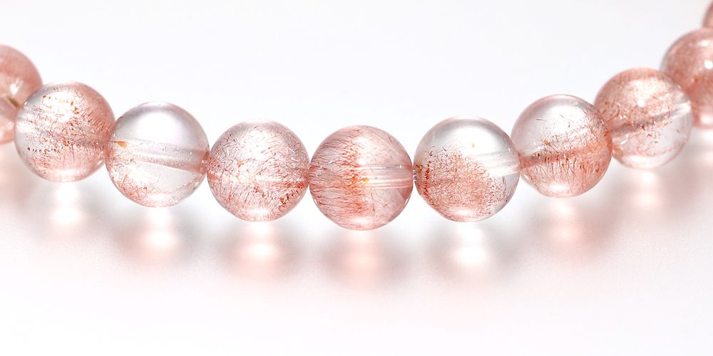 トップクォリティ]カザフスタン産ストロベリークォーツブレスレット